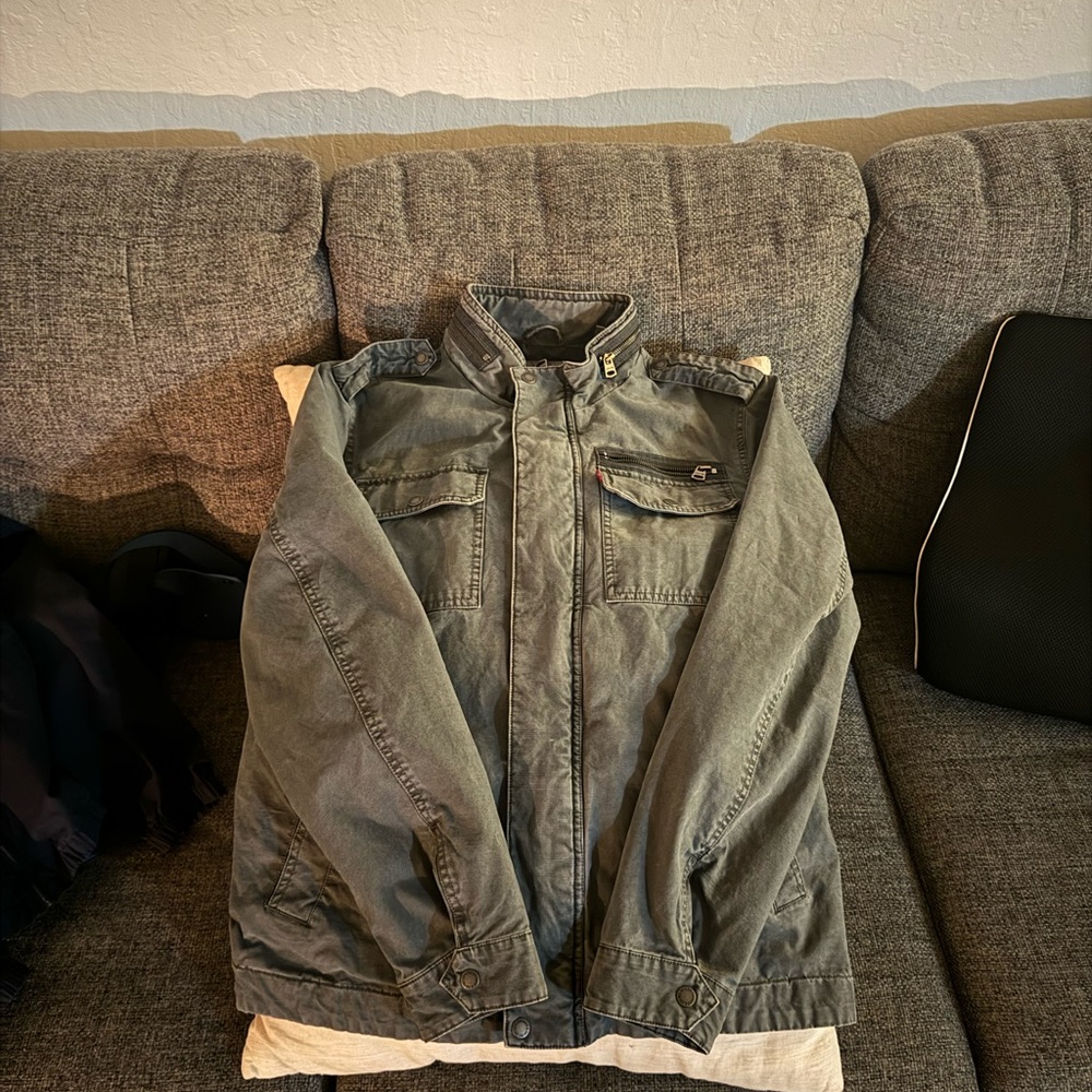 Levi's Men's Washed indigo Cotton Military Jacket